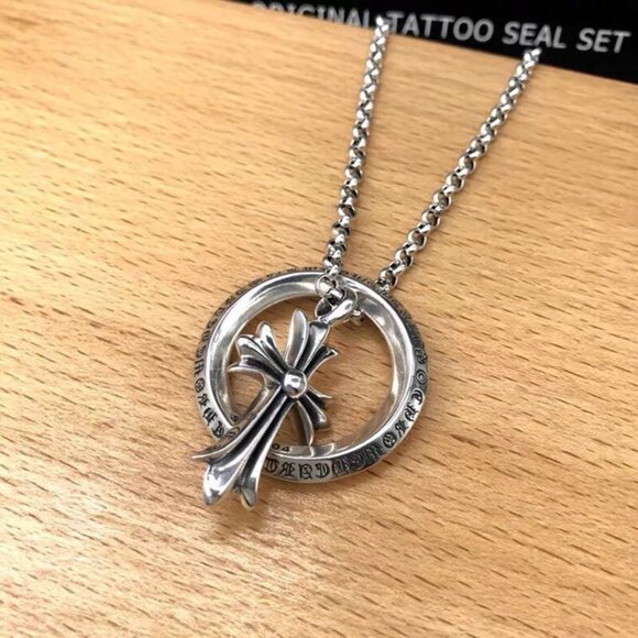 Chrome Hearts Cross Ring Sterling Silver 925 Necklace - Picture 1 of 2